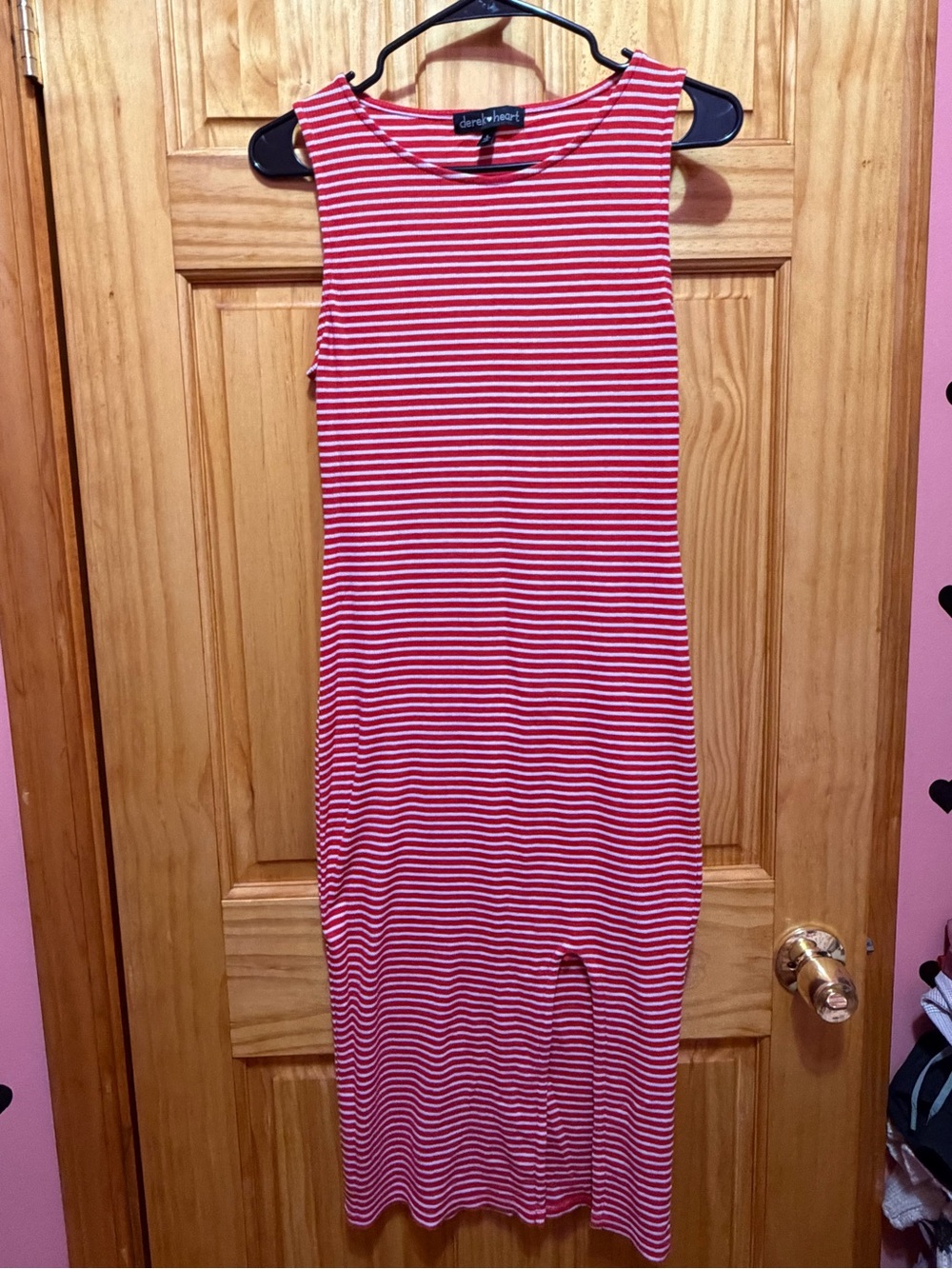 Derek Heart Red & White Striped Midi Tank Dress